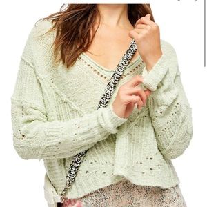 Free people seashell openwork crop sweater